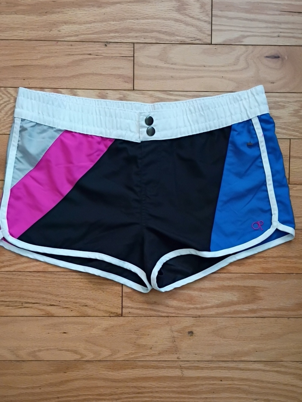 OP Women's Colorblock Athletic Shorts in Black, Pink & Blue